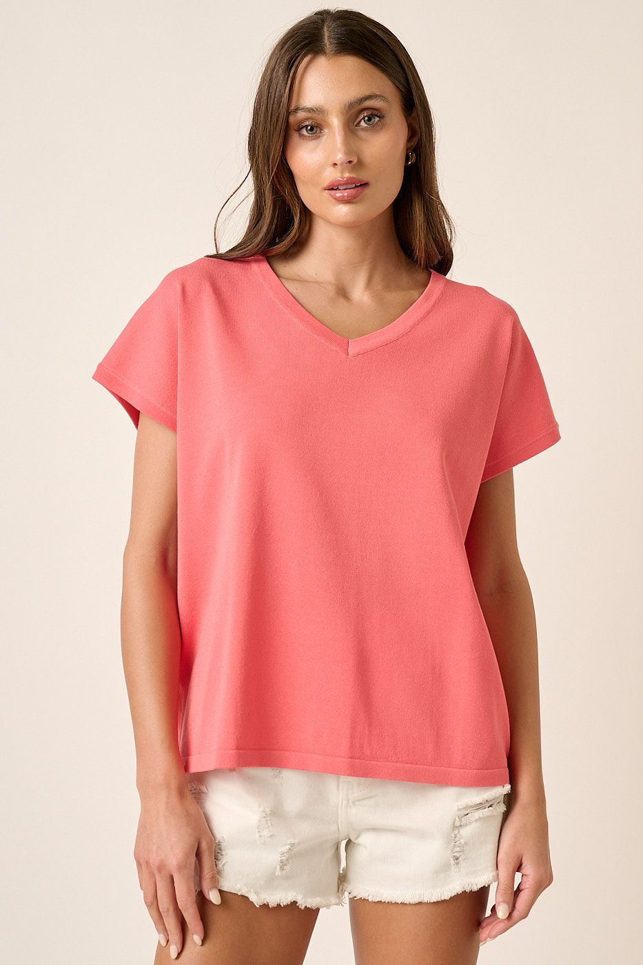 Dolman Short Sleeve in Light Coral, Size: Small