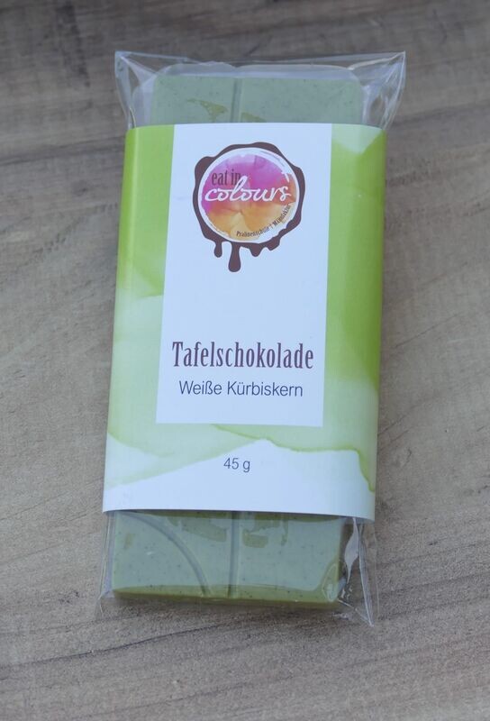 Tafelschokolade - Weiße Kürbiskern mit Meersalz Tafelschokolade - Weiße Kürbiskern mit Meersalz