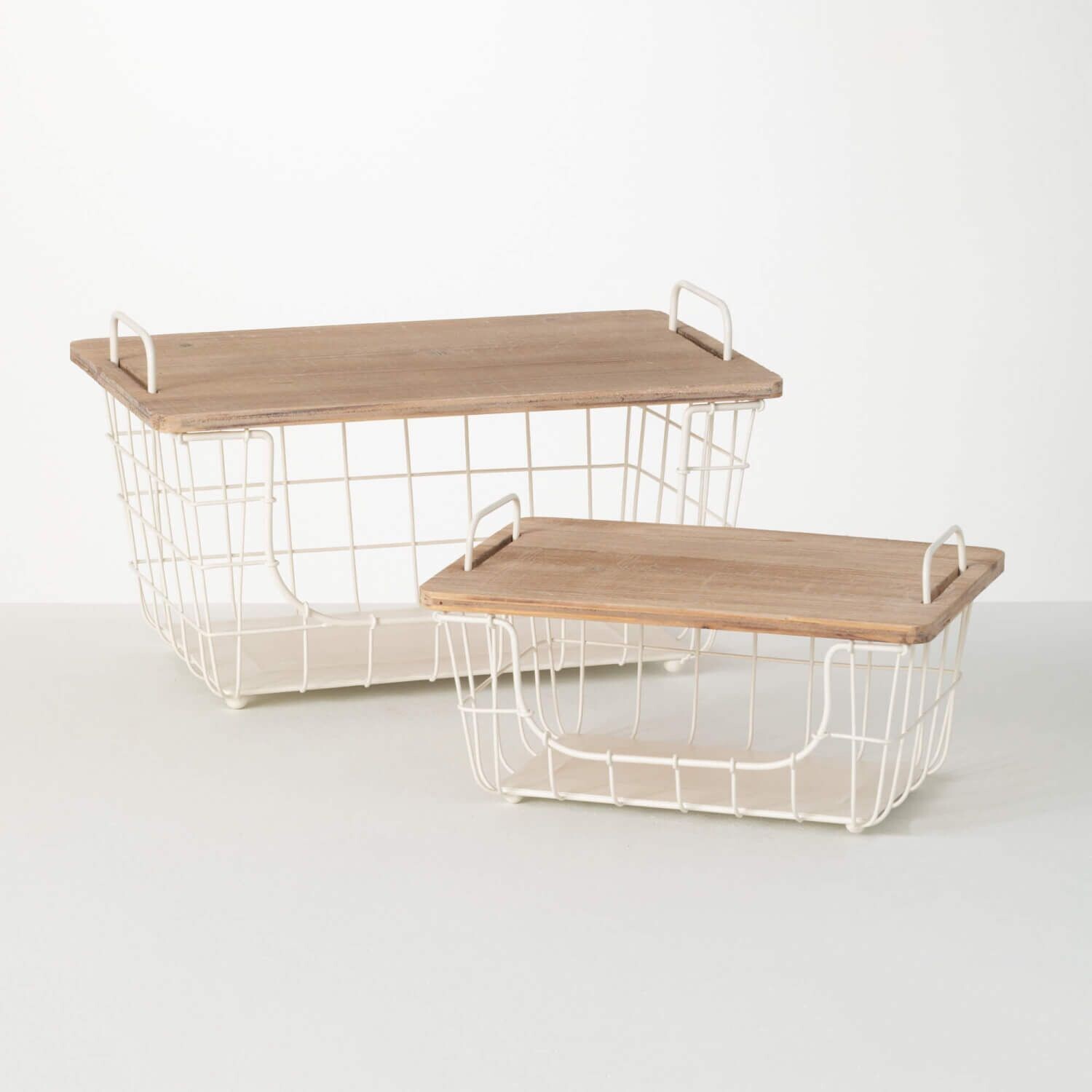 Set Of Two Wire Mesh Bins