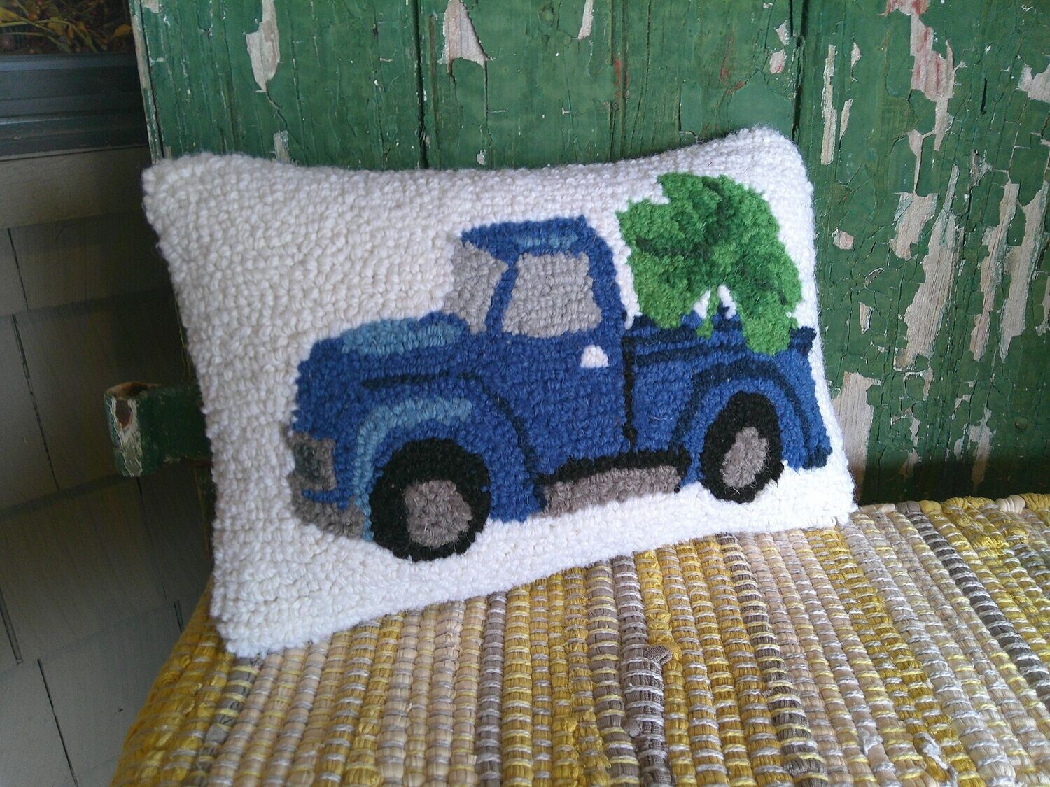 Blue Shamrock Truck Pillow