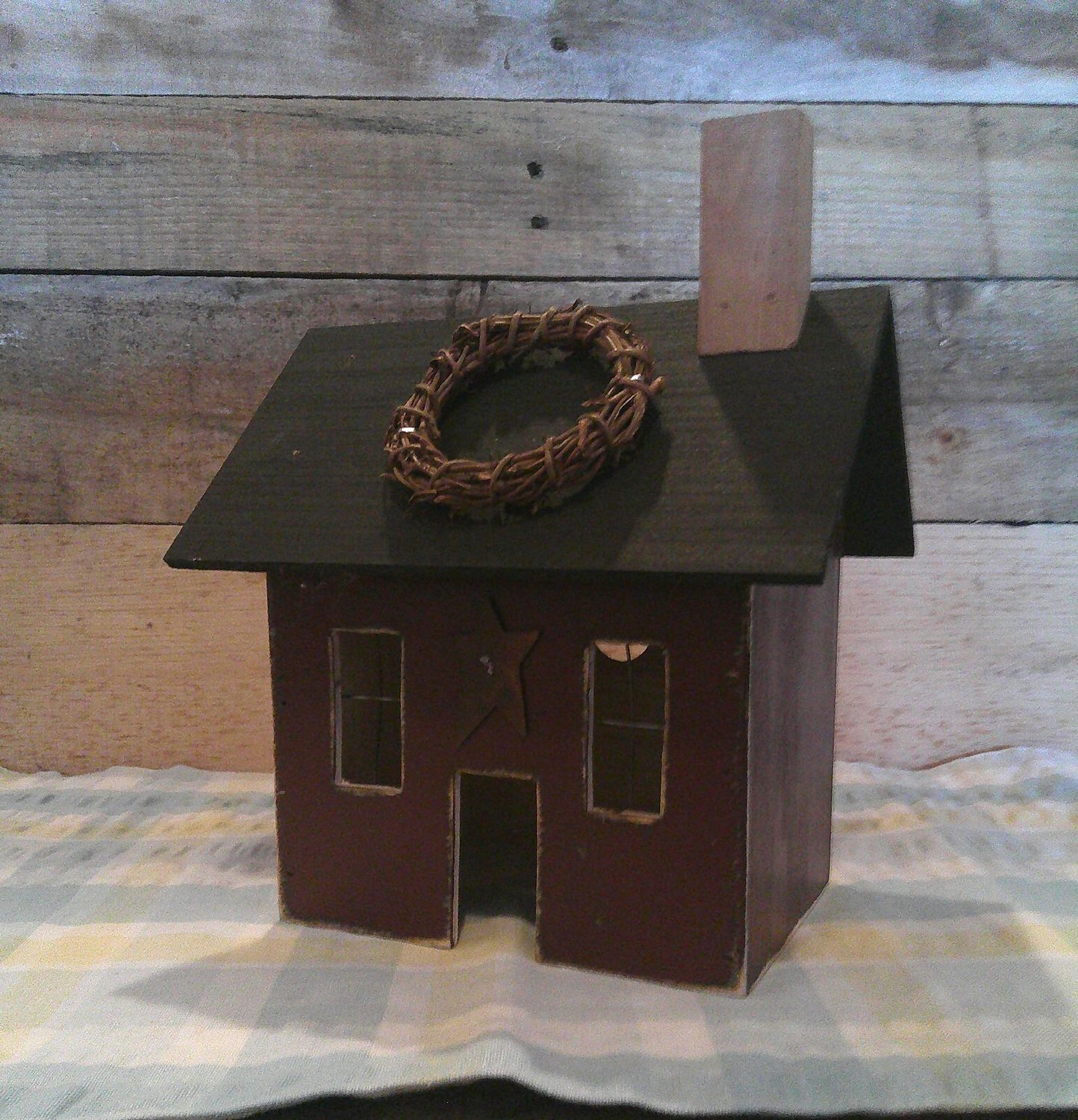 Burgundy Saltbox Cottage