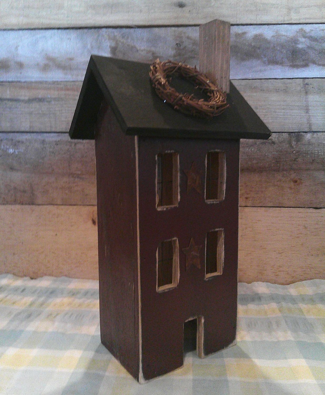 Burgundy Narrow Saltbox House
