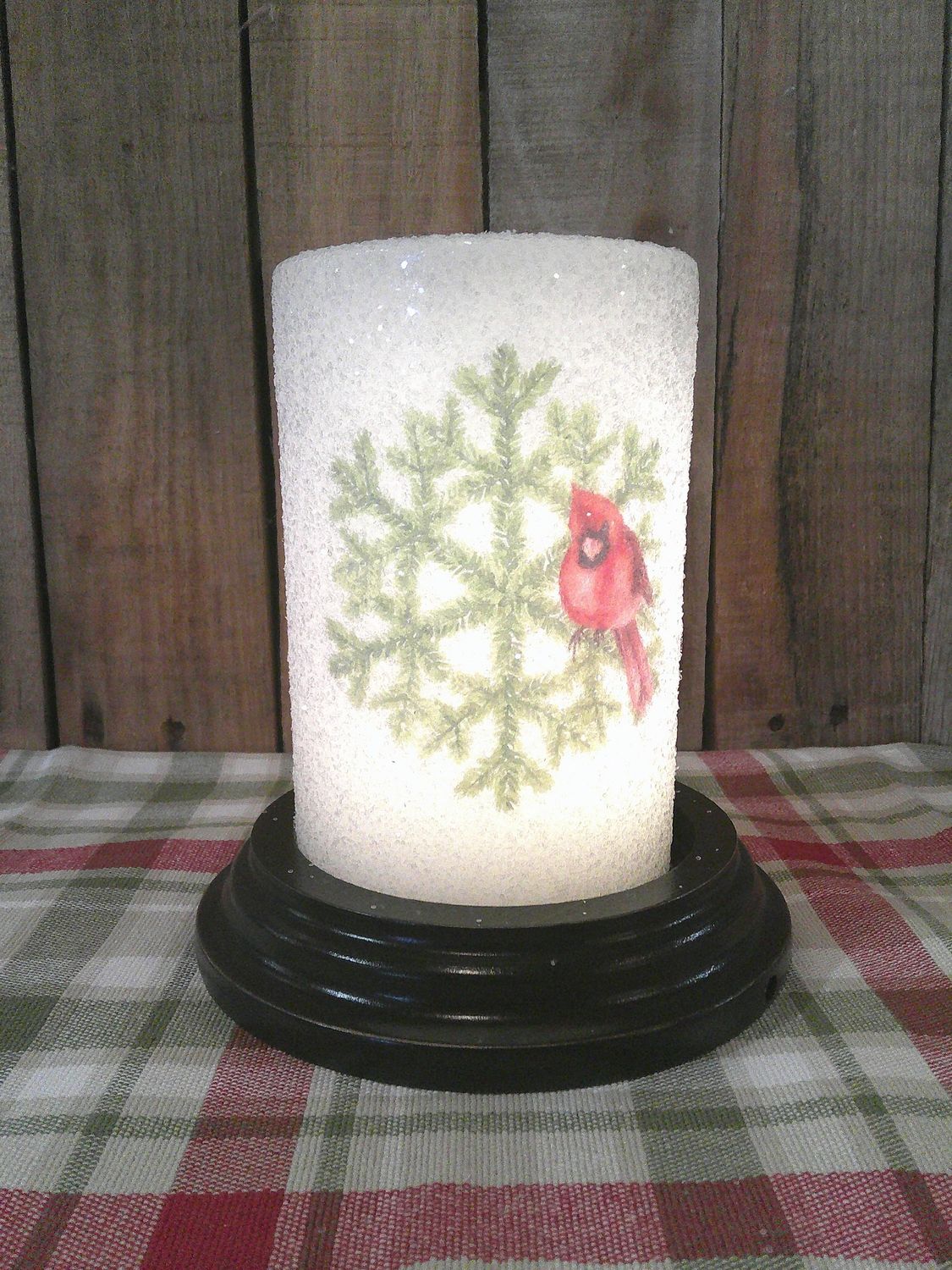 Cardinal Pine Snowflake Wax Candle Sleeve