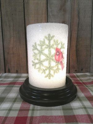 Cardinal Pine Snowflake Wax Candle Sleeve