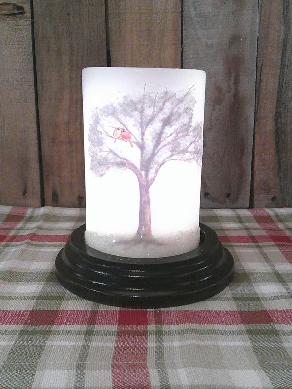 Cardinal In Tree Wax Candle Sleeve