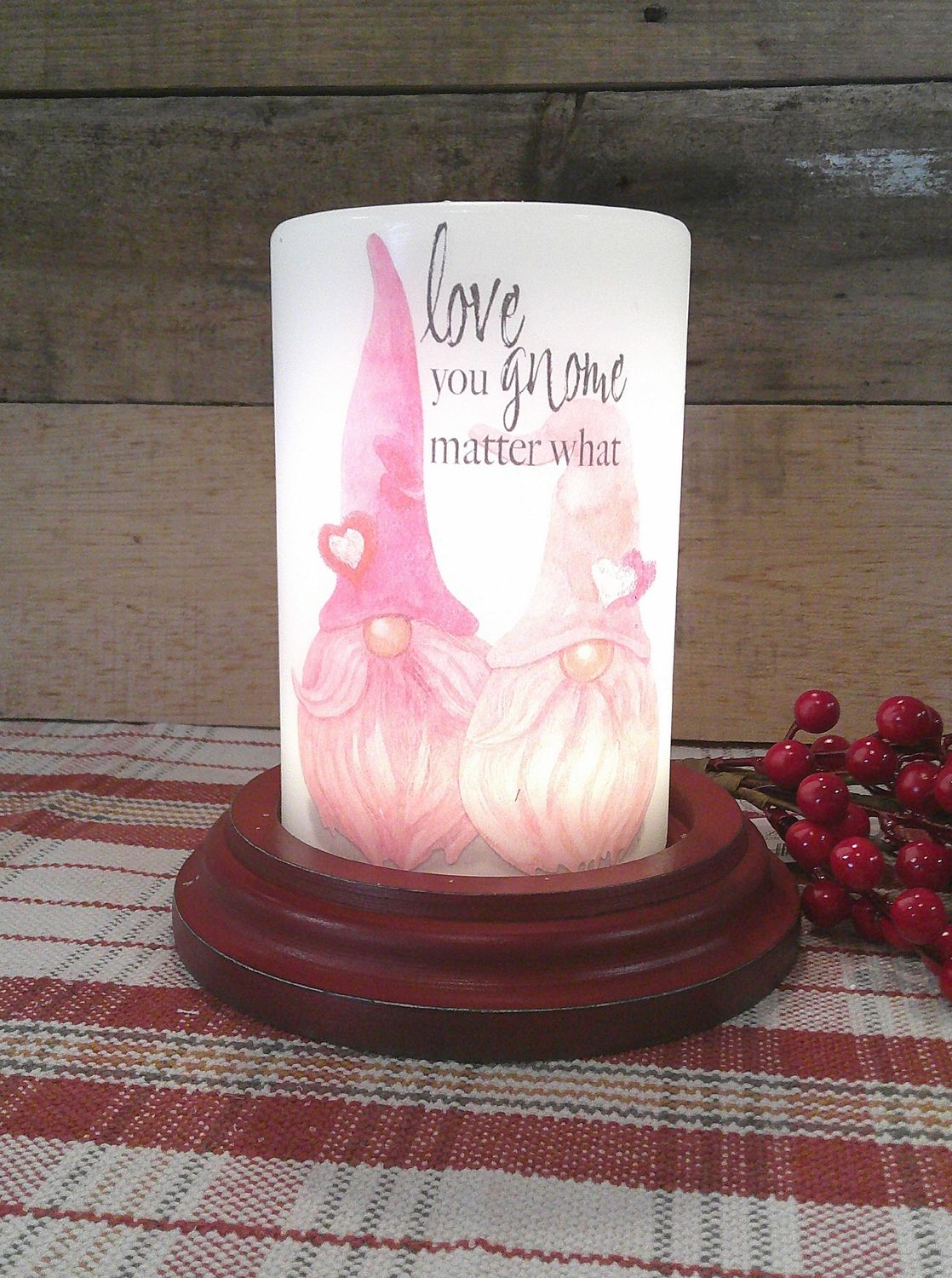 Gnome Love Valentine Wax Candle Sleeve