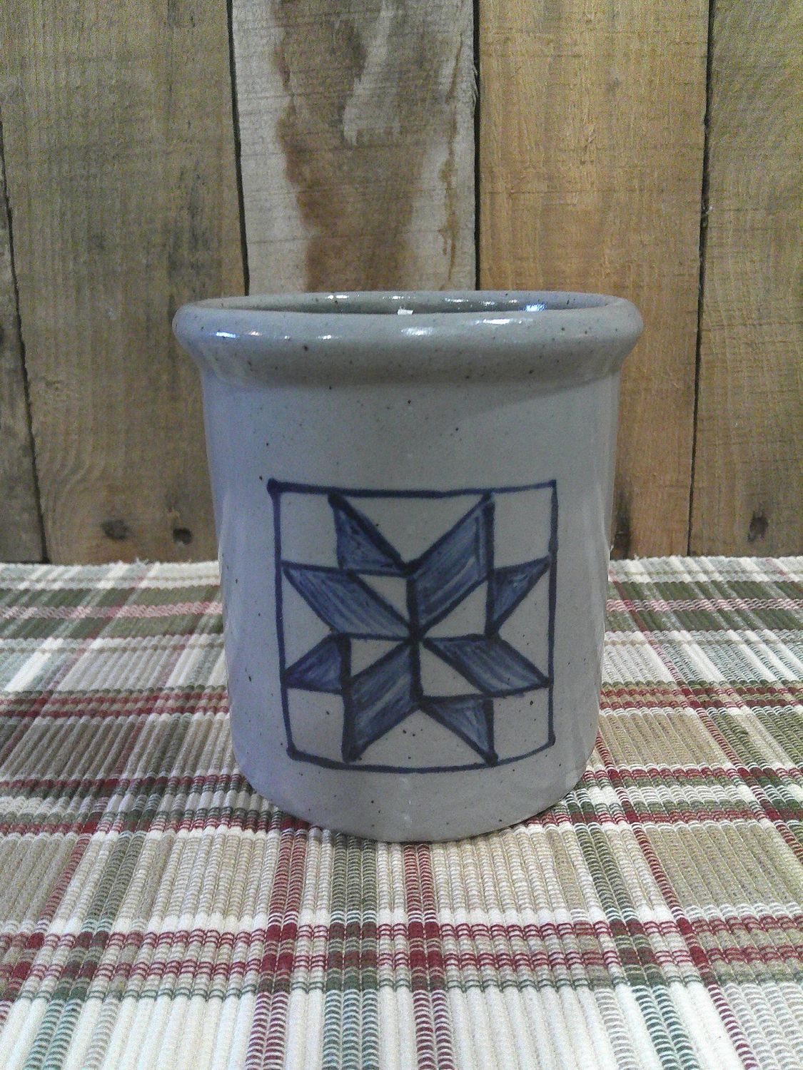 Barn Quilt Candle Crock