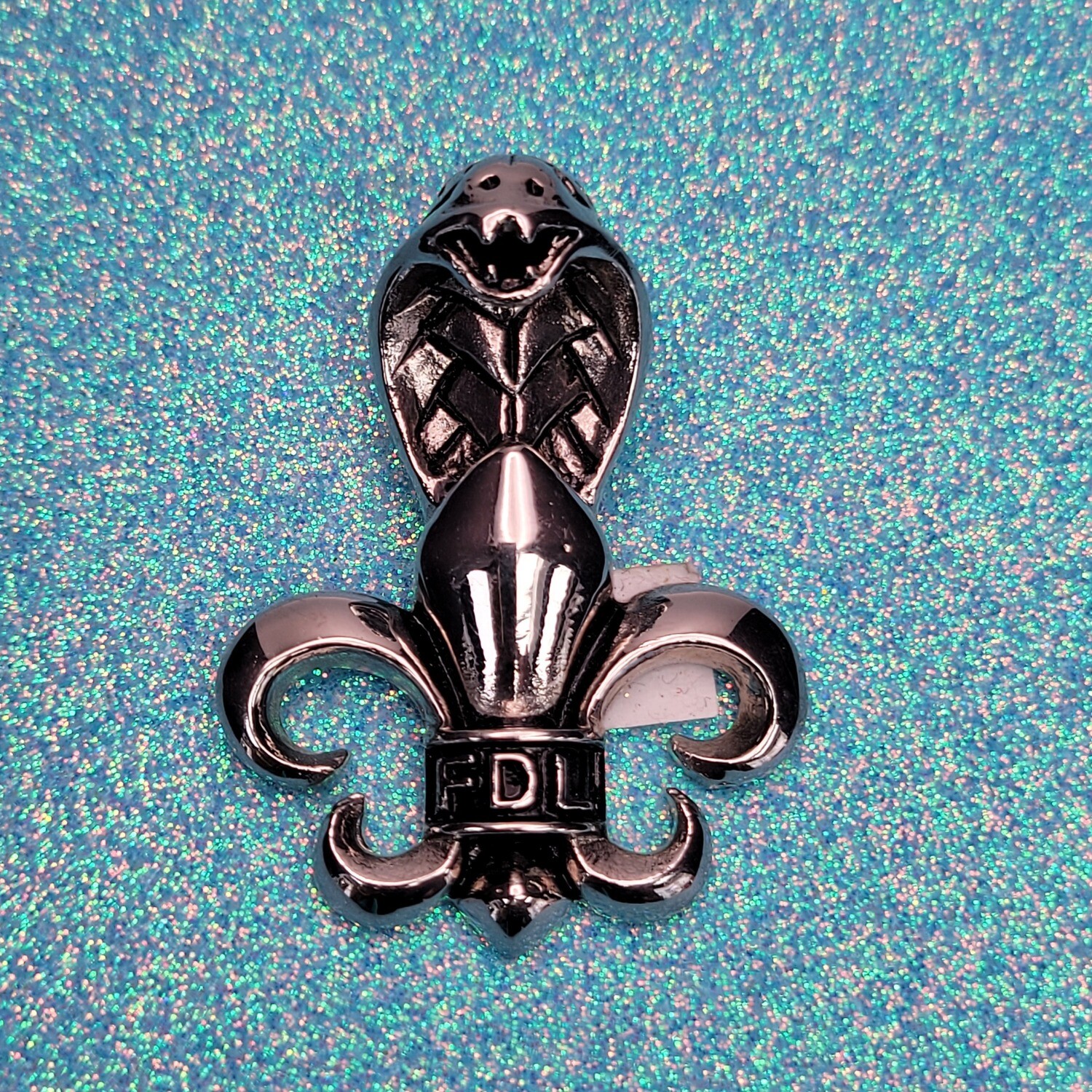 Ssteel Silver Fleur De Lis Snake Pendant