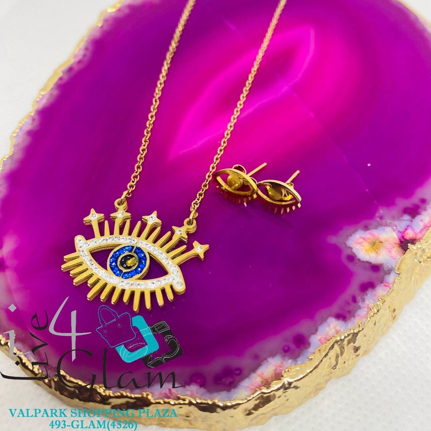 Stainless Steel Blue Eye Chain Set