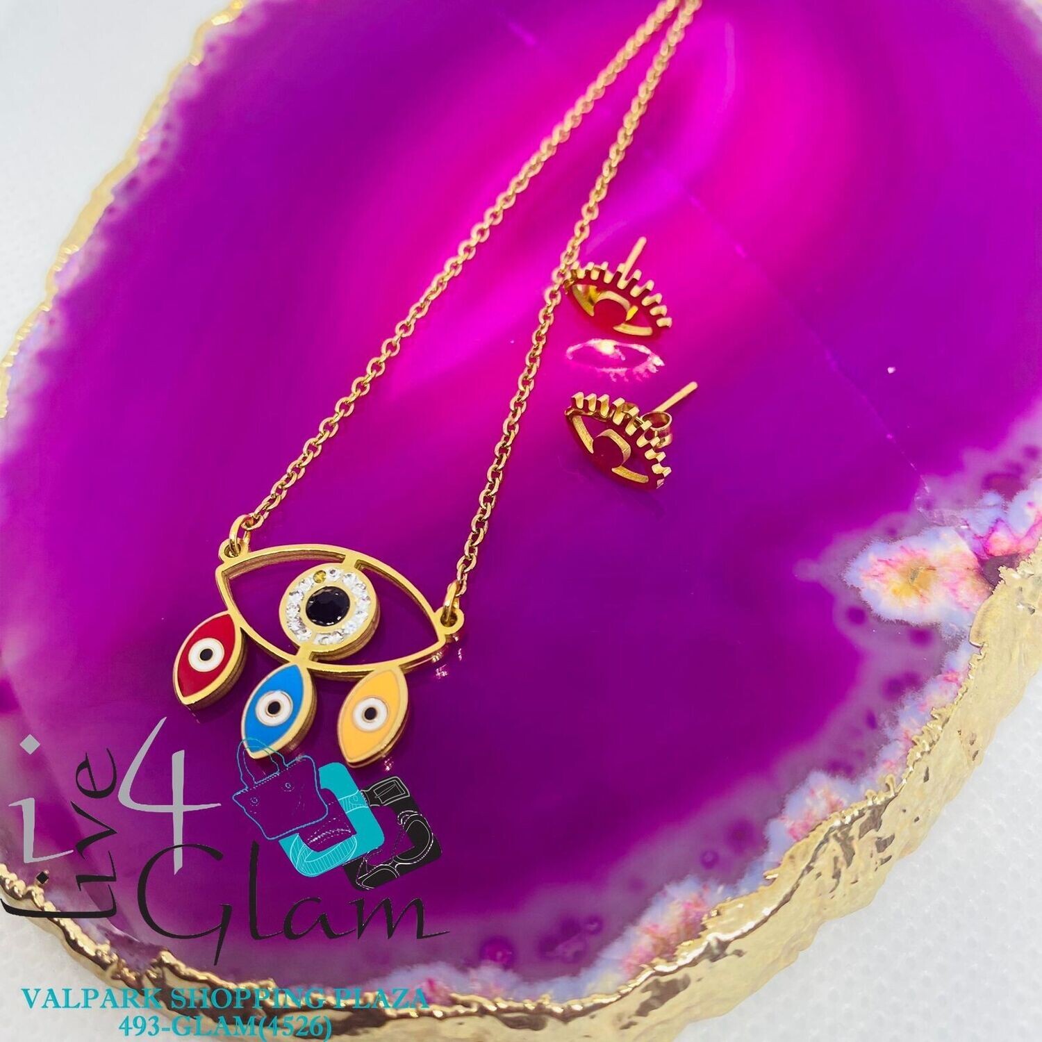 Stainless Steel Evil Eye Chain Set