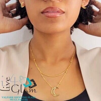 Stainless Steel Moon Layered Chain Set