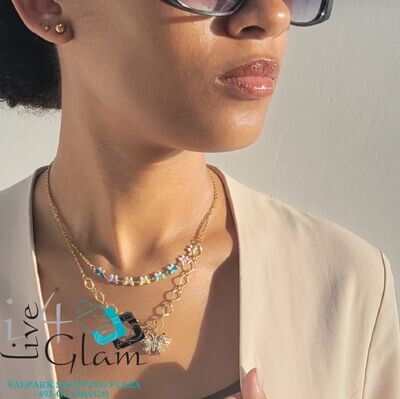 Stainless Steel Two Layer Butterfly Chain Set