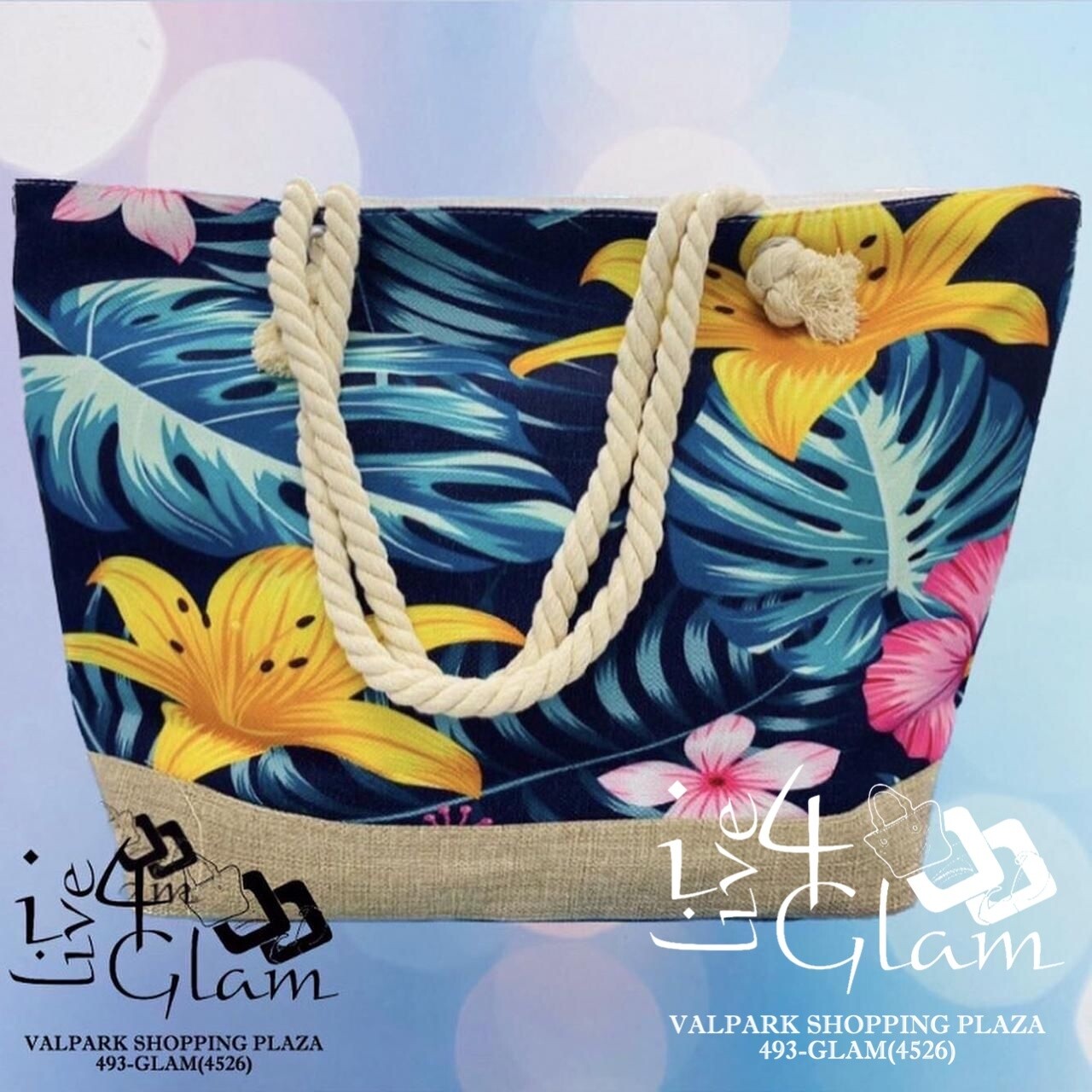 Pattern Beach Bag, Color: Blue