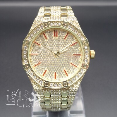 Iced Out Fashion Audemars CZ Watch Red