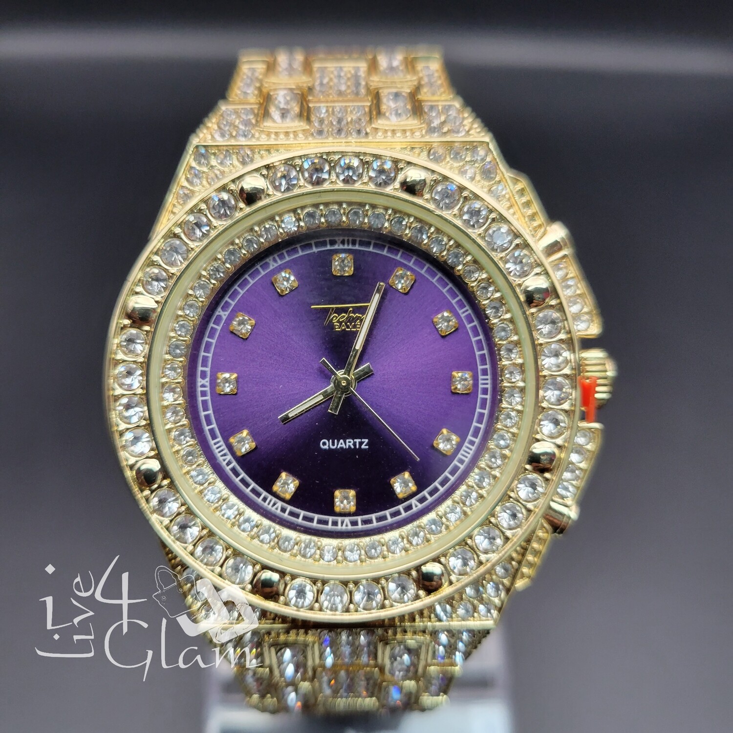 Iced Out 2D Purple Face CZ Watch