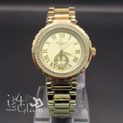 Roman Numerals CZ Gold Watch