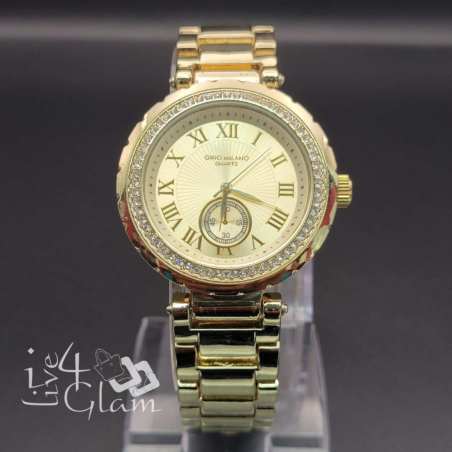 Roman Numerals CZ Gold Watch