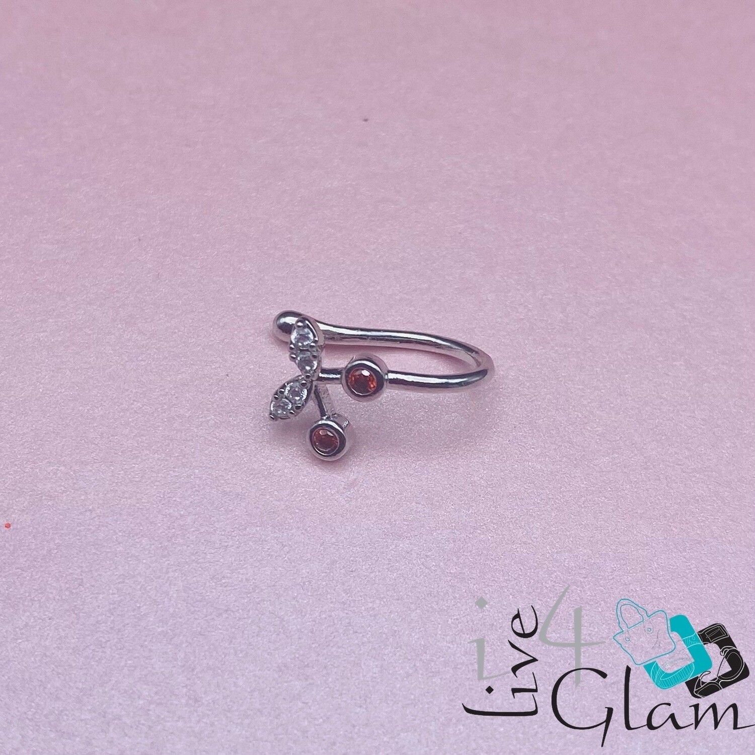 Fashion CZ  Silver Tone Cherries Nose Cuff