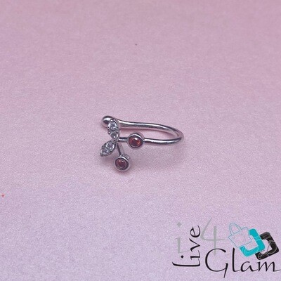 Fashion CZ  Silver Tone Cherries Nose Cuff