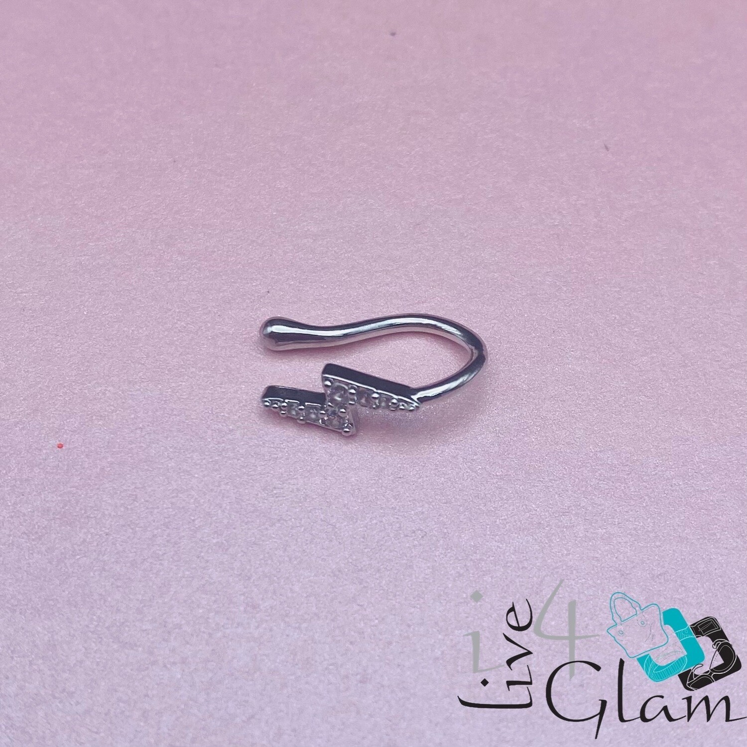Fashion CZ Silver Tone Lightening Nose Cuff