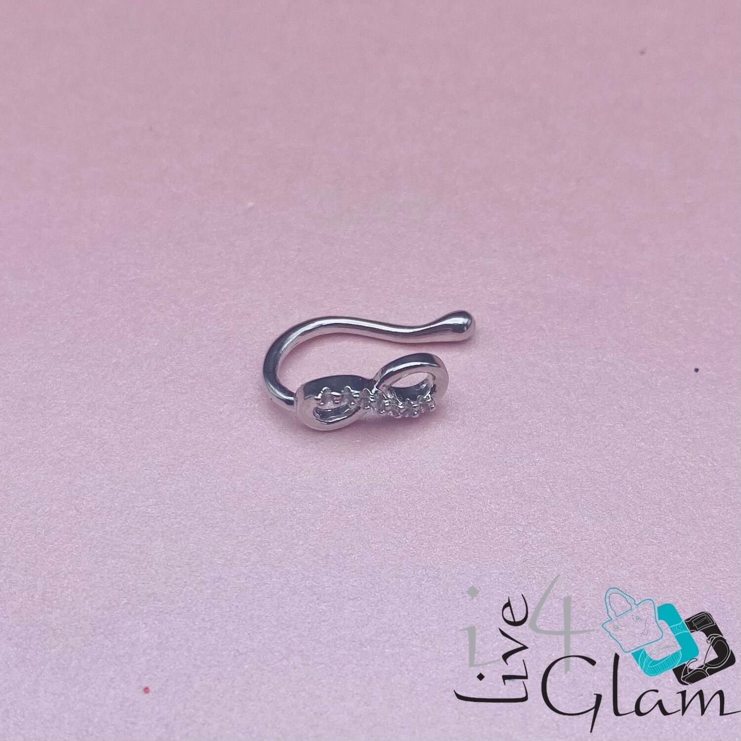 Fashion CZ Silver Tone Infinity Nose Cuff