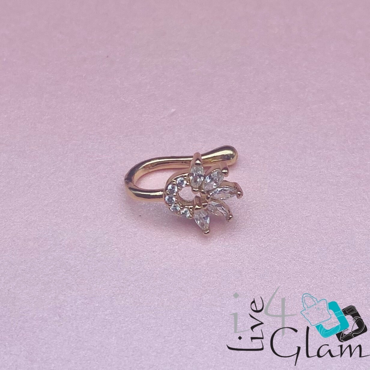 Fashion CZ Flower Nose Cuff