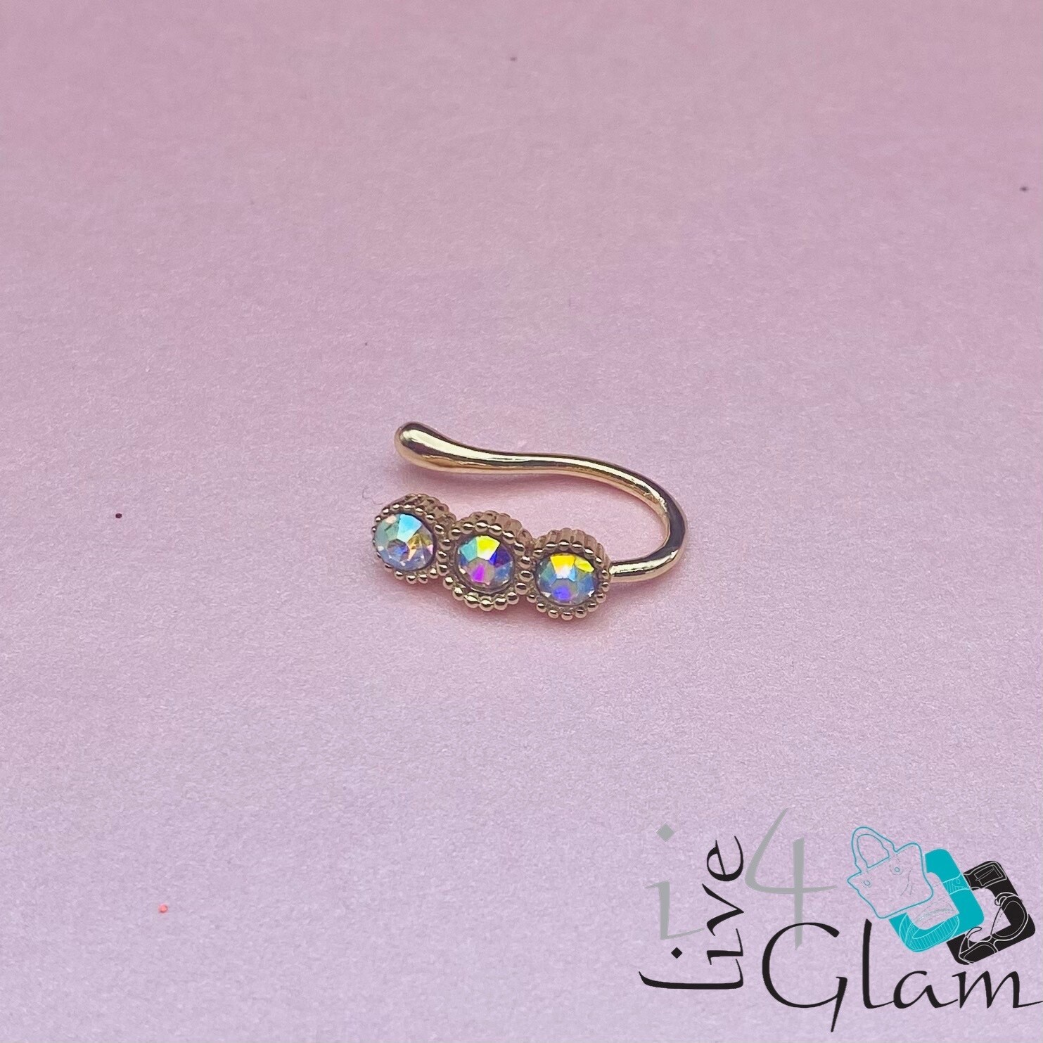 Fashion CZ 3 Stone Nose Cuff