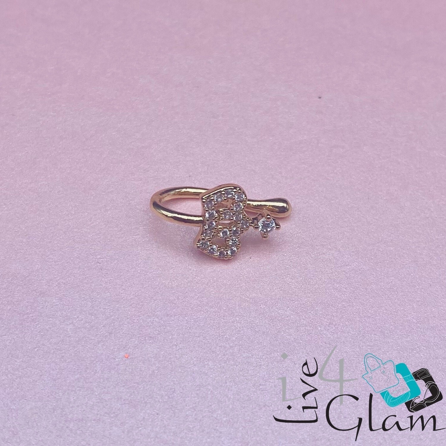 Fashion CZ Fancy Crown Nose Cuff, Color: Gold