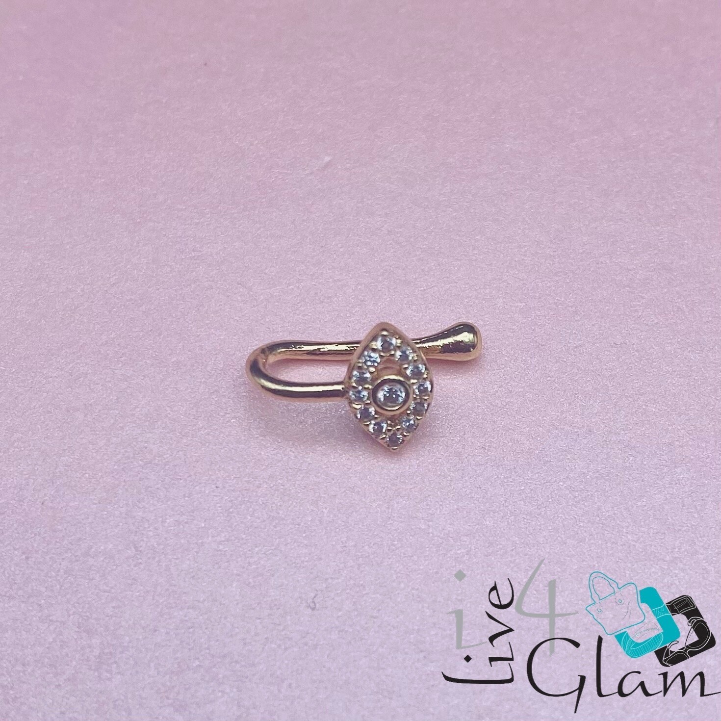 Fashion CZ Evil Eye Nose Cuff, Color: Gold
