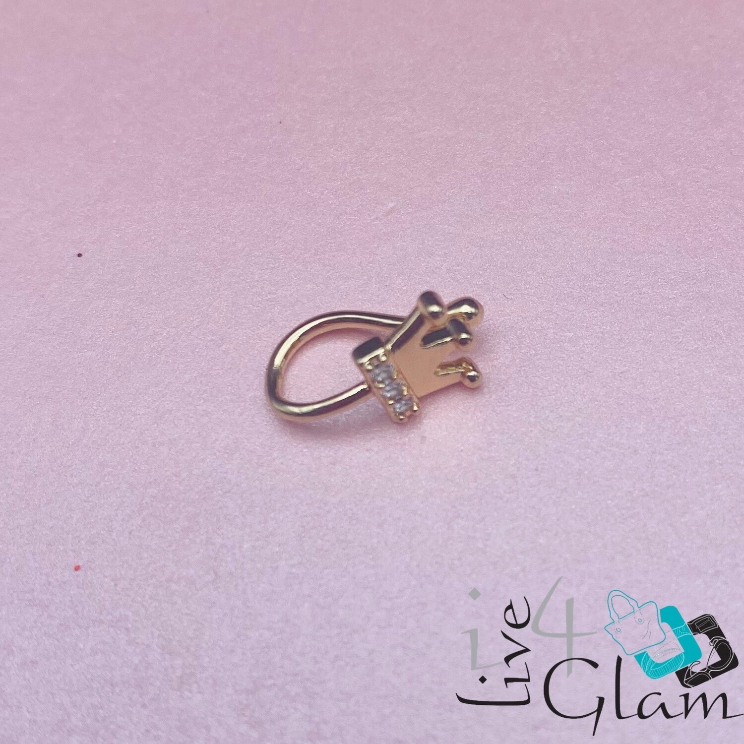 Fashion CZ Crown Nose Cuff, Color: Gold
