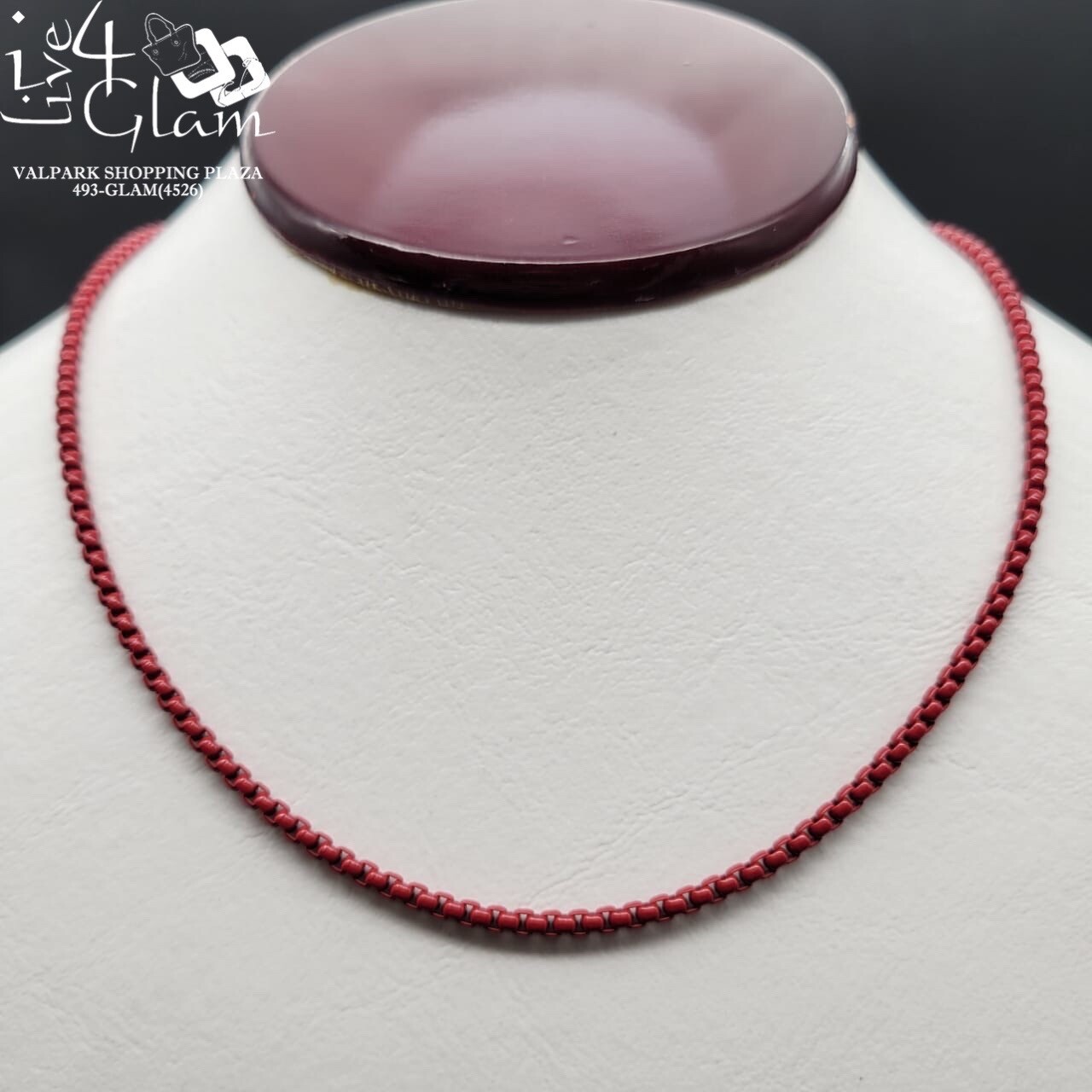 Stainless Steel Mirror Link Chain 18&quot;, Color: Red