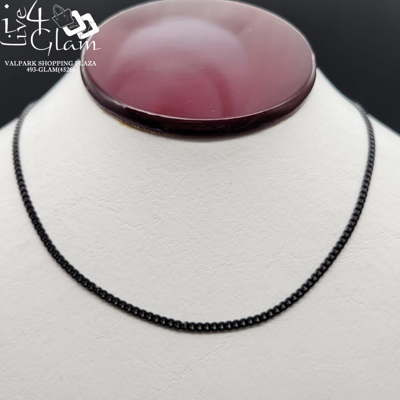 Stainless Steel Mirror Link Chain 18" Black