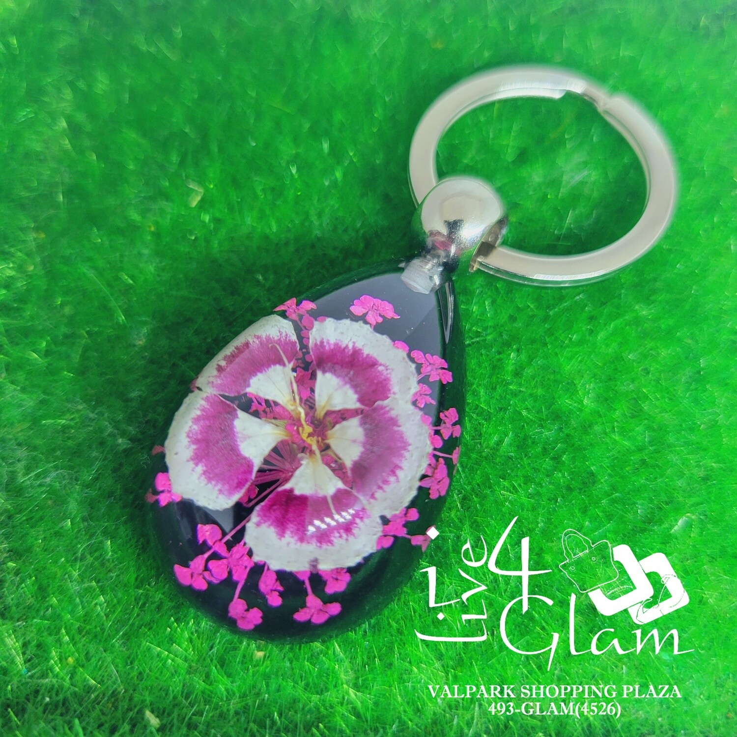 Real Flower Orchid Key Ring
