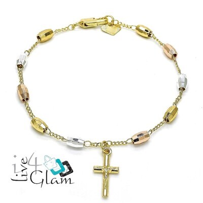 Gold Layered Rosary, Crucifix, Tri Tone