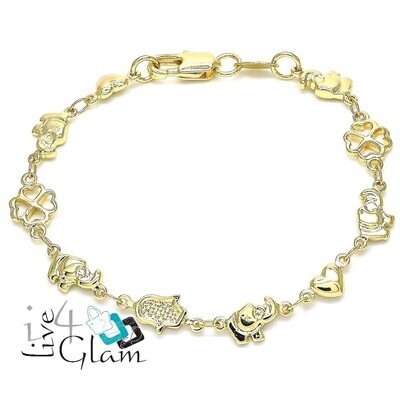 Gold Layered Elephant and Heart Bracelet