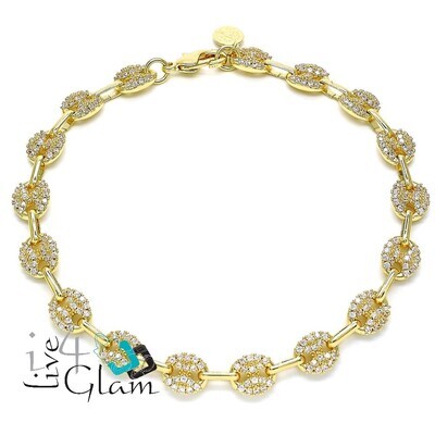 Gold Layered Anklet, Puff CZ
