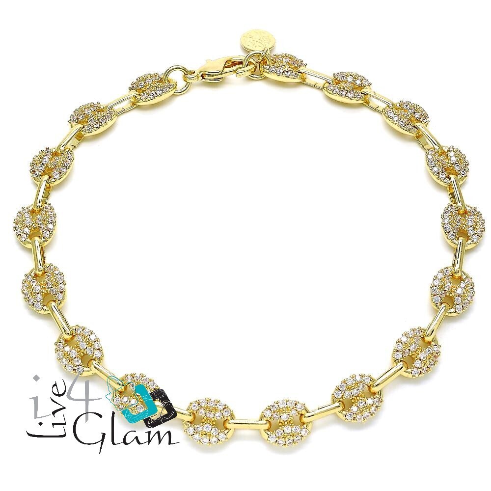 Gold Layered Anklet, Puff CZ