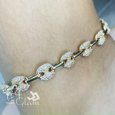 Gold Layered Anklet, Puff CZ