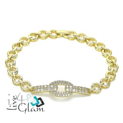 Gold Layered Bracelet CZ Oval