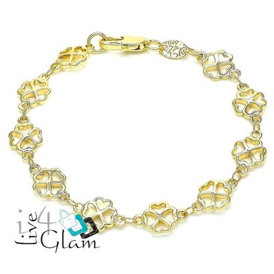 Gold Layered Bracelet, Four-leaf Clover