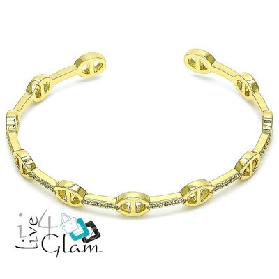 Gold Layered Puff Mariner CZ Bangle