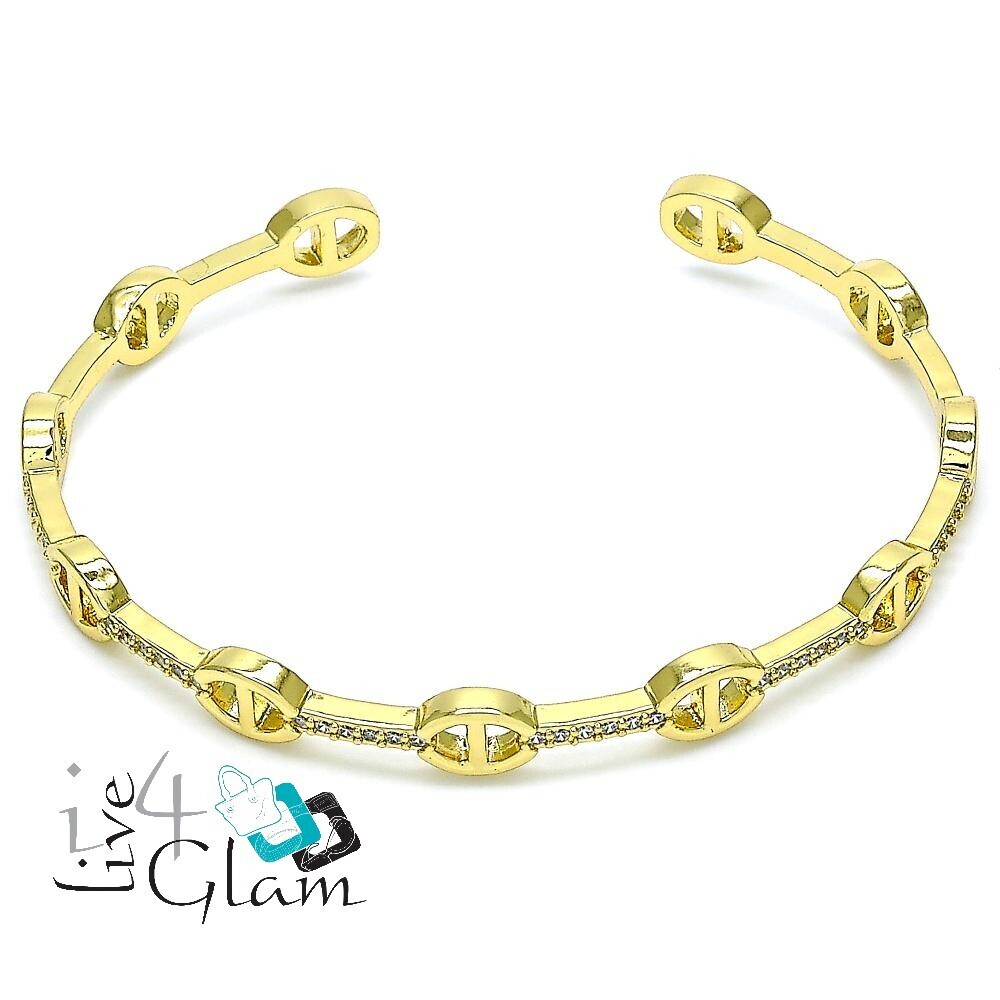Gold Layered Puff Mariner CZ Bangle