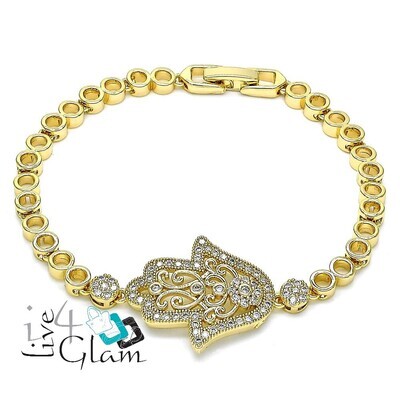 Gold Layered Bracelet, Hand of God CZ