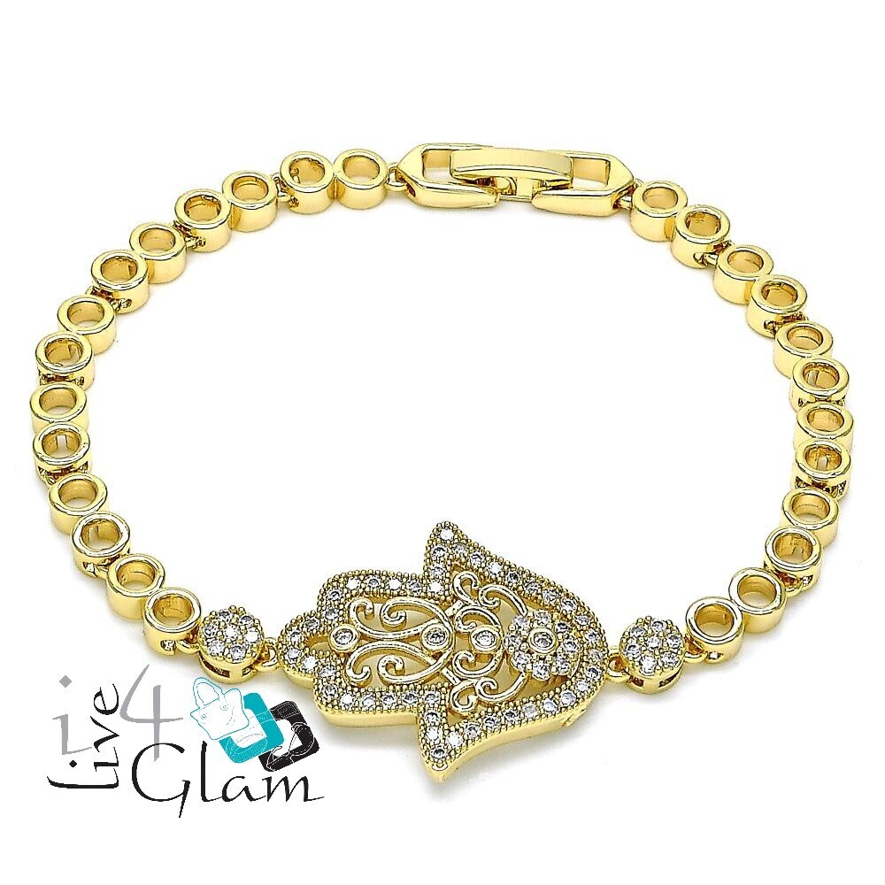 Gold Layered Bracelet, Hand of God CZ
