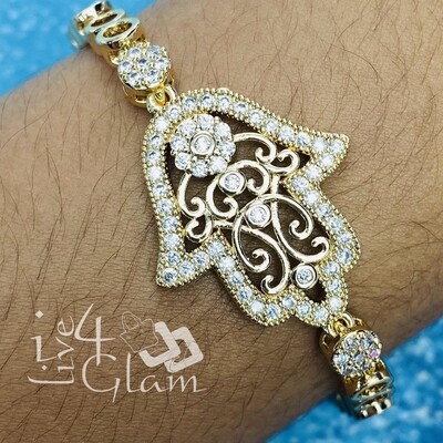 Gold Layered Bracelet, Hand of God CZ