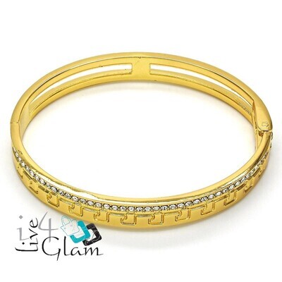 Gold Layered Greek Key CZ Bangle