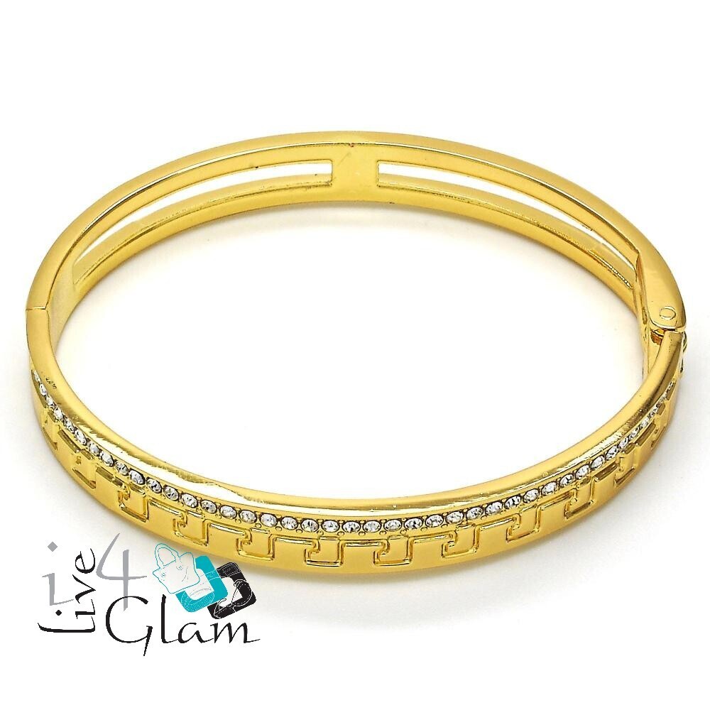 Gold Layered Greek Key CZ Bangle