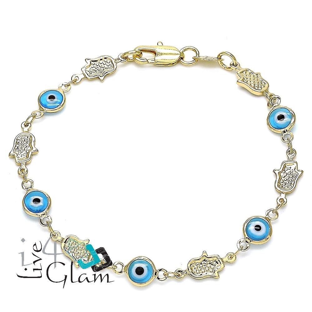 Gold Layered Bracelet, Greek Eye /Hand of God