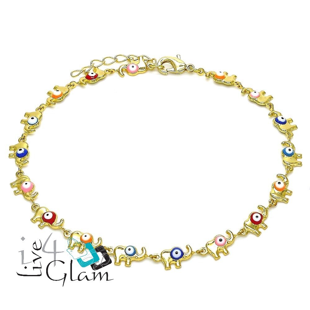 Gold Layered Anklet Elephant with Eye