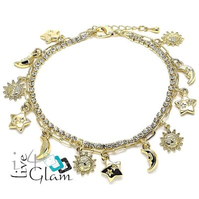 Gold Layered Anklet , Sun/Moon charm